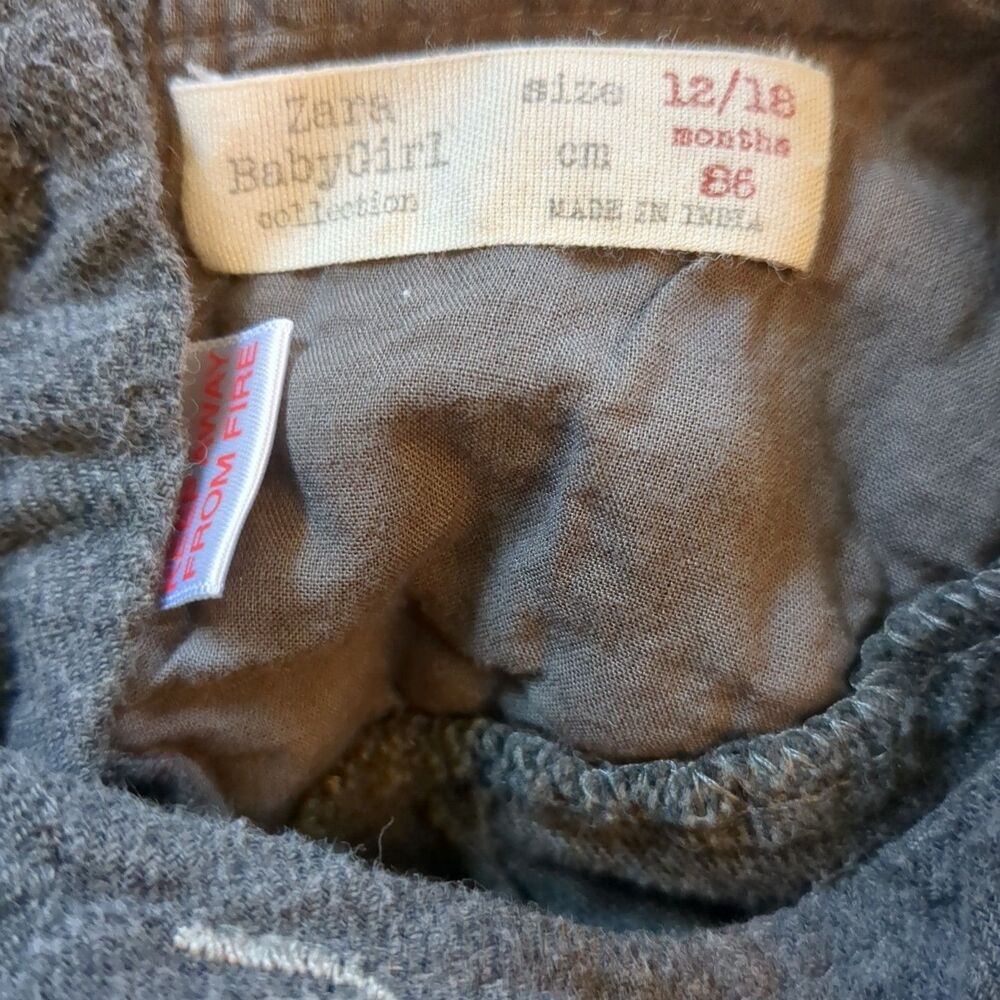 Zara Gray Gray Floral Embroidered Long Sleeve Top - Baby Girls 12/18 Months - Picture 7 of 7